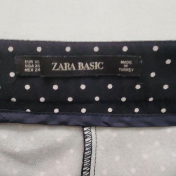 ZARA Basic Women's Polka Dot Striped Sides Flat Front Black Crop Pants Size XS - Picture 5 of 12